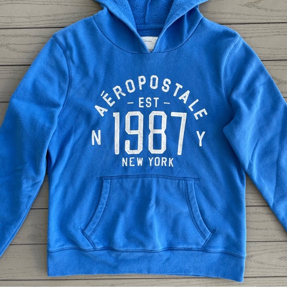 Aeropostale Blue Logo Hooded Sweatshirt L - Picture 2 of 4